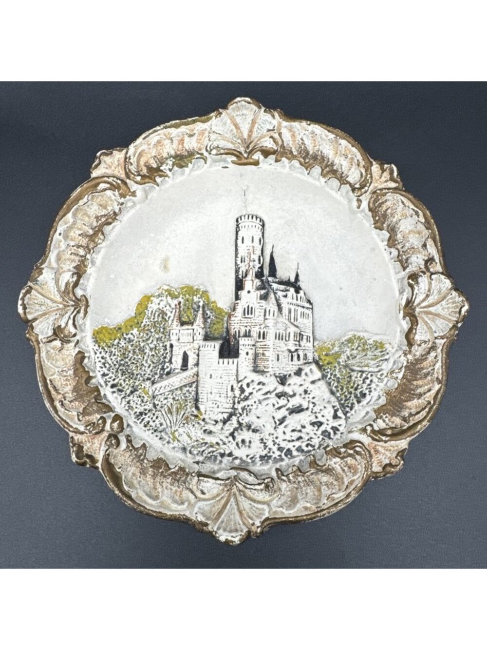 VTG Germany Ceramic Ornate Wall Art Castle Decor Josef Strnact Gallery Plaque